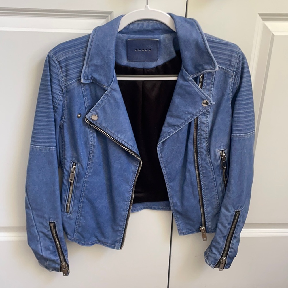 Blank NYC Blue Leather Jacket